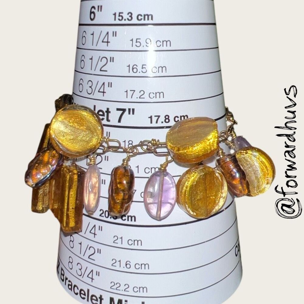 Hand Crafted Artisan Bracelet Amethyst & Foil-Core Glass Beads View 5